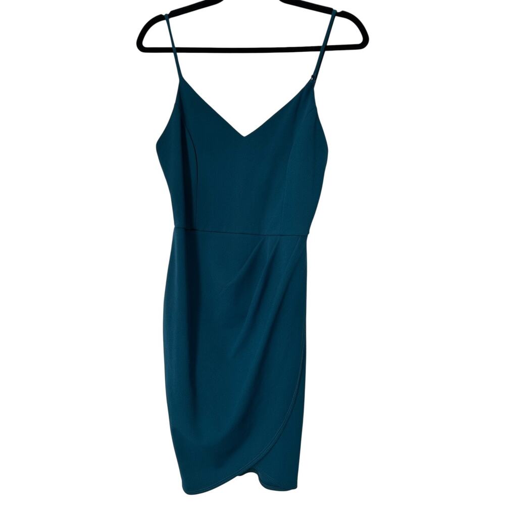 Lulus‎ Forever Your Girl Teal Blue Bodycon Pleated Dress Size L Sleeveless Party